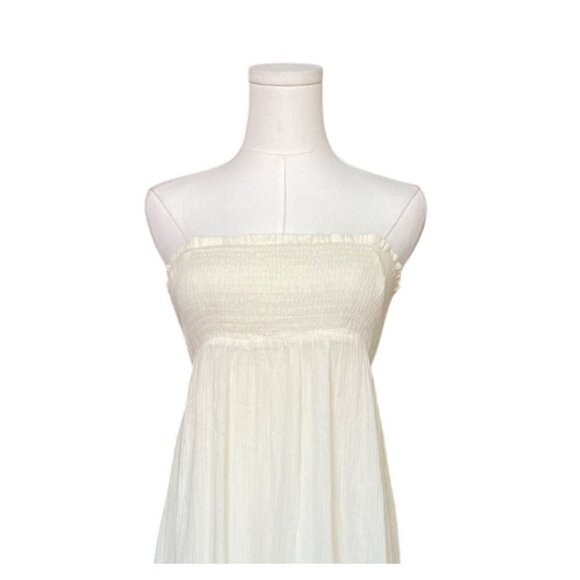 Umgee Boho Smocked Ruffle Tiered Midi Dress Size L NWT Ivory Fairy Coquette - Picture 2 of 11